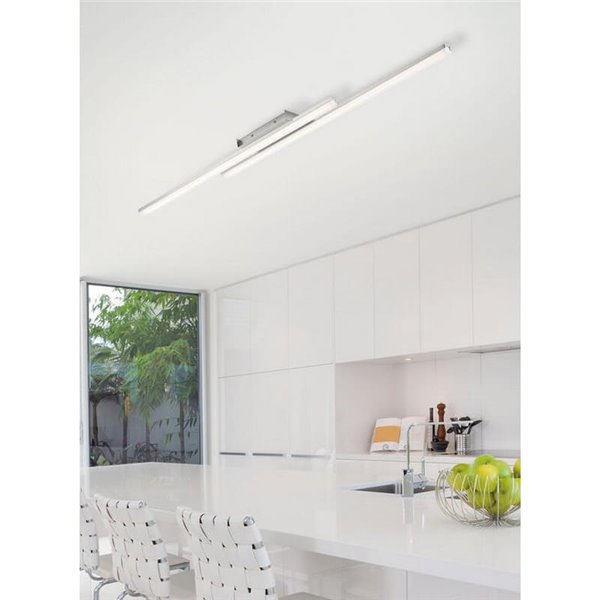 Plafón de techo lineal LED KUSI cromo mate 2x20W 4090Lm, 105cm 4000K/5000K