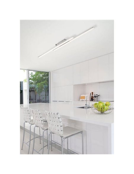 Plafón de techo lineal LED KUSI cromo mate 2x20W 4090Lm, 105cm 4000K/5000K