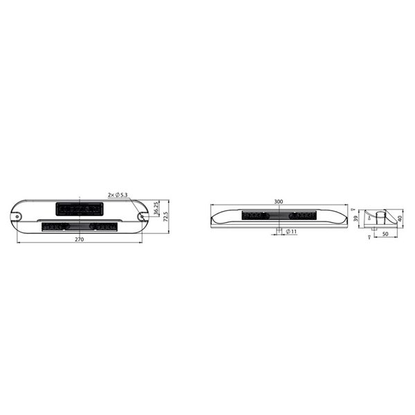 Luz de trabajo LED con luz de advertencia ámbar LRD 3043/BL/A1/4K 12/24V EMC E9 carcasa negra R65 XA1