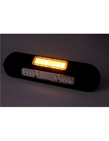 Luz de trabajo LED con luz de advertencia ámbar LRD 3043/BL/A1/4K 12/24V EMC E9 carcasa negra R65 XA1