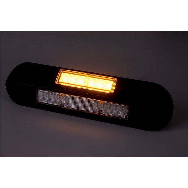 Luz de trabajo LED con luz de advertencia ámbar LRD 3043/BL/A1/4K 12/24V EMC E9 carcasa negra R65 XA1