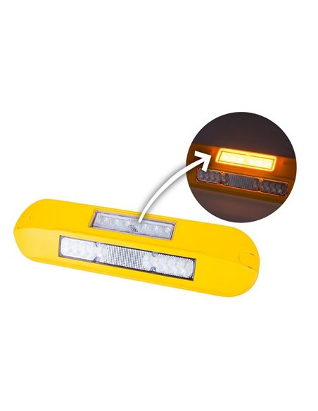 Luz LED trabajo con luz de advertencia ámbar LRD 3043/Y/A1/4K 12/24V EMC E9 carcasa amarilla R65 XA1