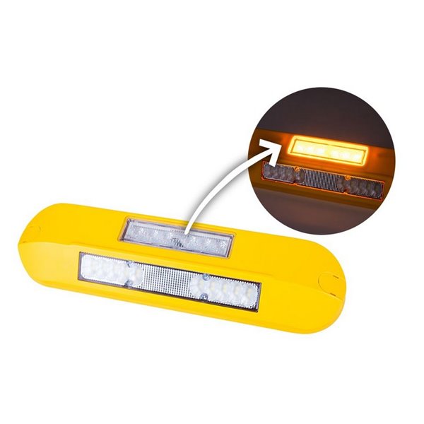 Projecteur de travail à LED avec témoin lumineux orange LRD 3043/Y/A1/4K 12/24V EMC E9 boîtier jaune R65 XA1