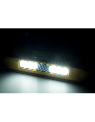 Luz LED trabajo con luz de advertencia ámbar LRD 3043/Y/A1/4K 12/24V EMC E9 carcasa amarilla R65 XA1