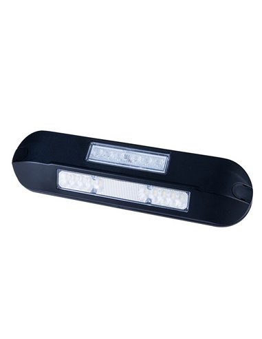 Luz de trabajo LED con luz de advertencia azul LRD 3043/BL/B2/4K 12/24V EMC E9 carcasa negra R65 XB2