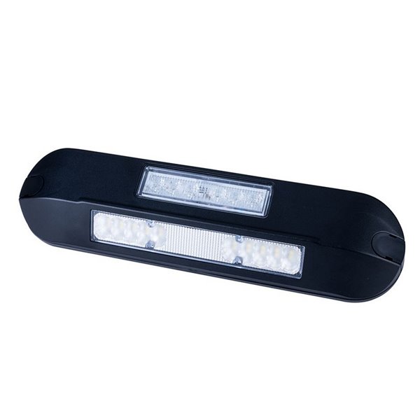 Luz de trabalho LED com luz de advertência azul LRD 3043/BL/B2/4K 12/24V EMC E9 carcaça preta R65 XB2