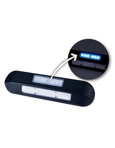 Projecteur de travail à LED avec témoin lumineux bleu LRD 3043/BL/B2/4K 12/24V EMC E9, boîtier noir R65 XB2