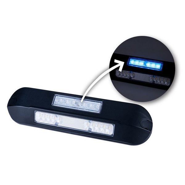 Projecteur de travail à LED avec témoin lumineux bleu LRD 3043/BL/B2/4K 12/24V EMC E9, boîtier noir R65 XB2