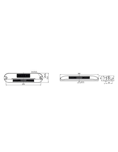 Luz de trabajo LED con luz de advertencia azul LRD 3043/BL/B2/4K 12/24V EMC E9 carcasa negra R65 XB2
