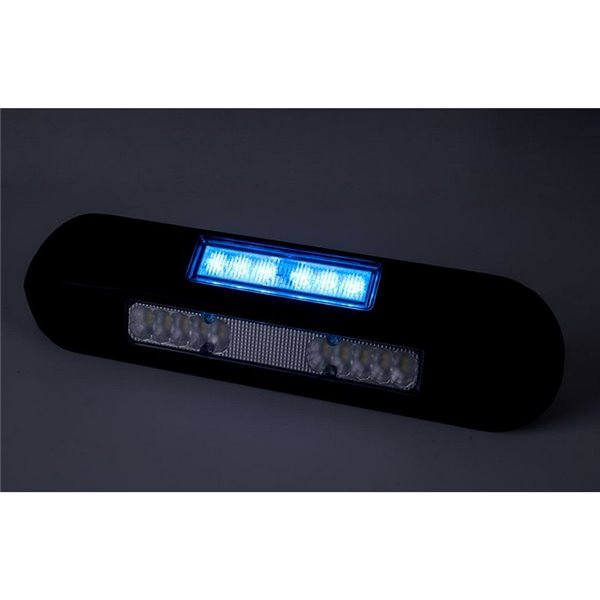 Luz de trabajo LED con luz de advertencia azul LRD 3043/BL/B2/4K 12/24V EMC E9 carcasa negra R65 XB2