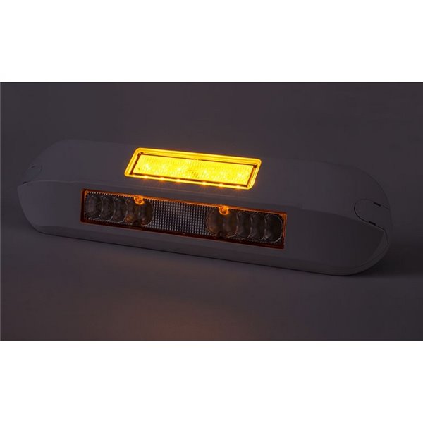 Luz LED de trabajo con luz de advertencia ámbar LRD 3043/WH/A1/4K 12/24V EMC E9 carcasa blanca R65 XA1