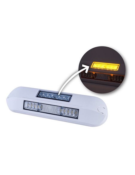 Luz LED de trabajo con luz de advertencia ámbar LRD 3043/WH/A1/4K 12/24V EMC E9 carcasa blanca R65 XA1