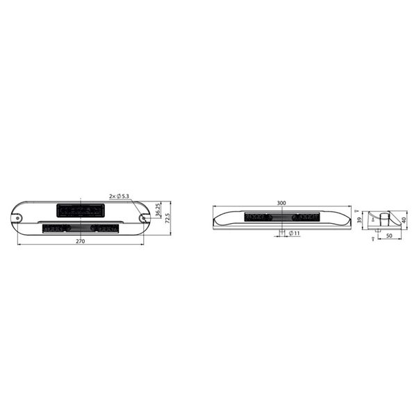 Luz LED de trabajo con luz de advertencia ámbar LRD 3043/WH/A1/4K 12/24V EMC E9 carcasa blanca R65 XA1