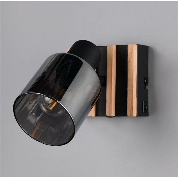 Applique murale TRAVIA, métal et bois, avec interrupteur intégré, douille E14 max. 40 W, IP20