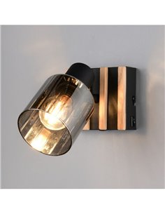 Aplique de pared TRAVIA metal y madera, con interruptor integrado excl. E14 max. 40W IP20 2
