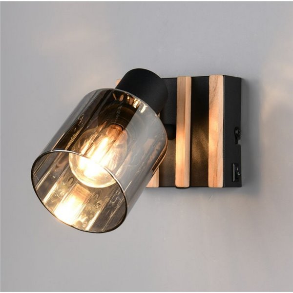 Applique murale TRAVIA, métal et bois, avec interrupteur intégré, douille E14 max. 40 W, IP20