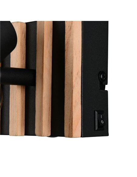 Applique murale TRAVIA, métal et bois, avec interrupteur intégré, douille E14 max. 40 W, IP20