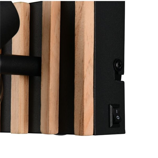 Applique murale TRAVIA, métal et bois, avec interrupteur intégré, douille E14 max. 40 W, IP20