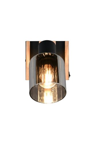 Aplique de pared TRAVIA metal y madera, con interruptor integrado excl. E14 max. 40W IP20