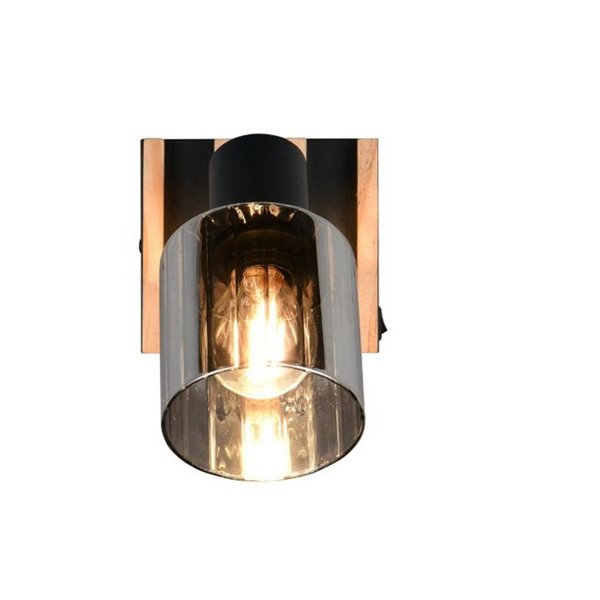 Aplique de pared TRAVIA metal y madera, con interruptor integrado excl. E14 max. 40W IP20