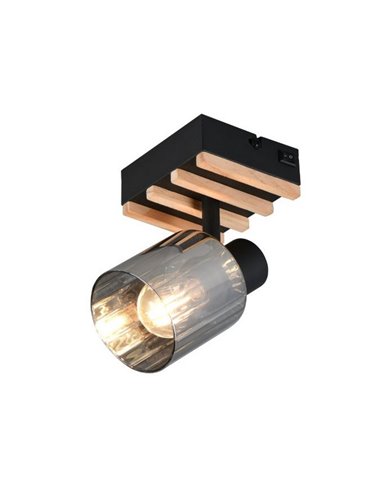 Aplique de pared TRAVIA metal y madera, con interruptor integrado excl. E14 max. 40W IP20