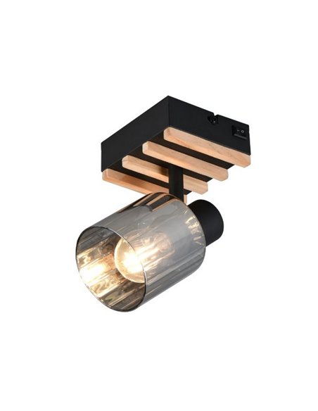 Aplique de pared TRAVIA metal y madera, con interruptor integrado excl. E14 max. 40W IP20