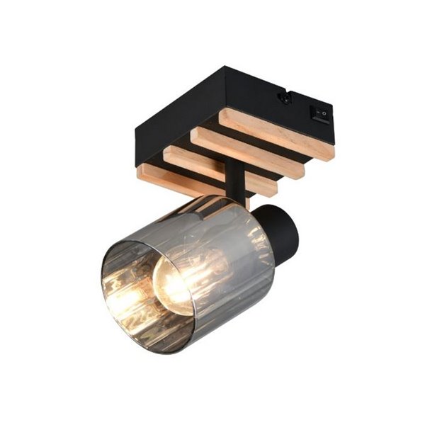 Arandela TRAVIA, em metal e madeira, com interruptor integrado (sem lâmpada E14, máx. 40W, IP20).