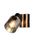 Applique murale TRAVIA, métal et bois, avec interrupteur intégré, douille E14 max. 40 W, IP20