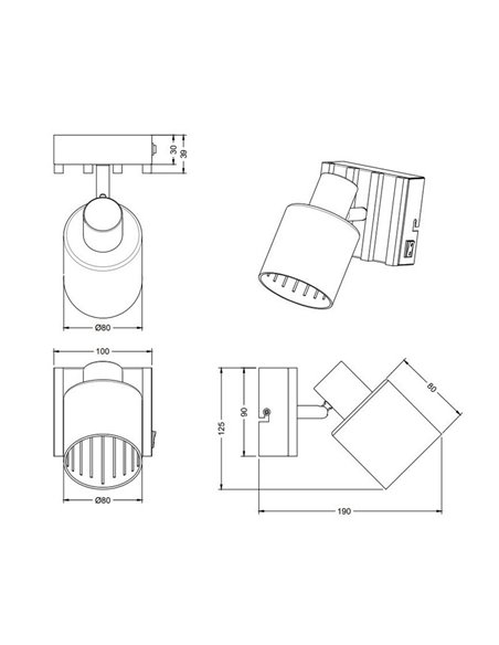 Aplique de pared TRAVIA metal y madera, con interruptor integrado excl. E14 max. 40W IP20