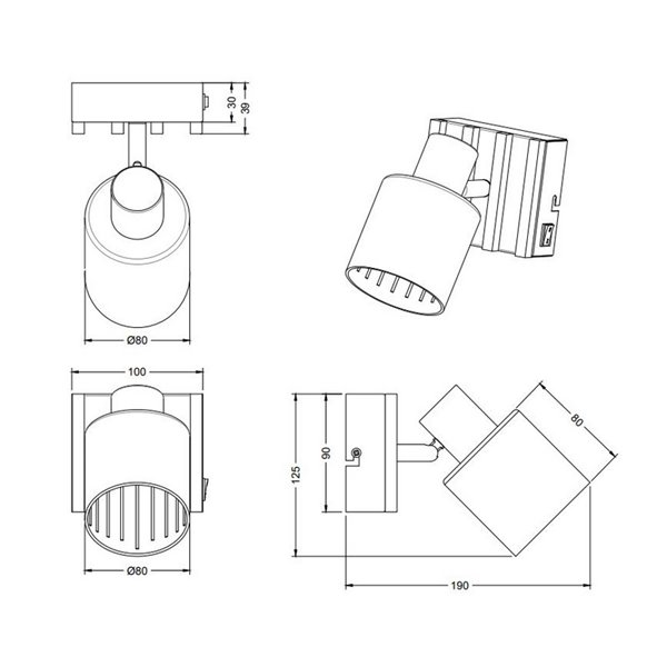 Aplique de pared TRAVIA metal y madera, con interruptor integrado excl. E14 max. 40W IP20