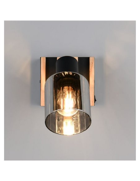 Aplique de pared TRAVIA metal y madera, con interruptor integrado excl. E14 max. 40W IP20