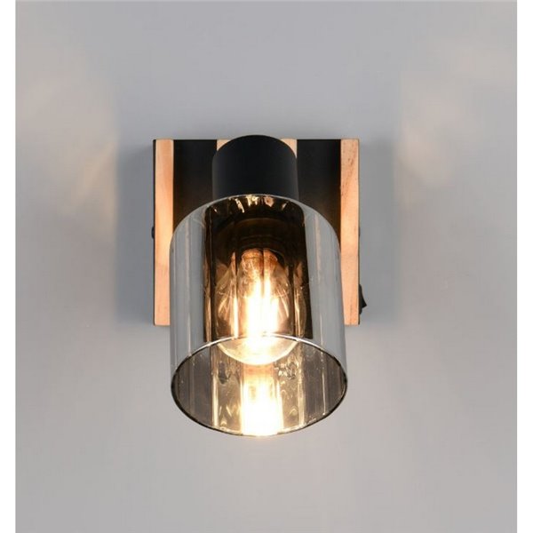 Applique murale TRAVIA, métal et bois, avec interrupteur intégré, douille E14 max. 40 W, IP20