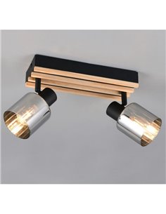 Regleta de techo 2 focos TRAVIA, pantallas ahumadas, excl. E14 max. 40W IP20 2