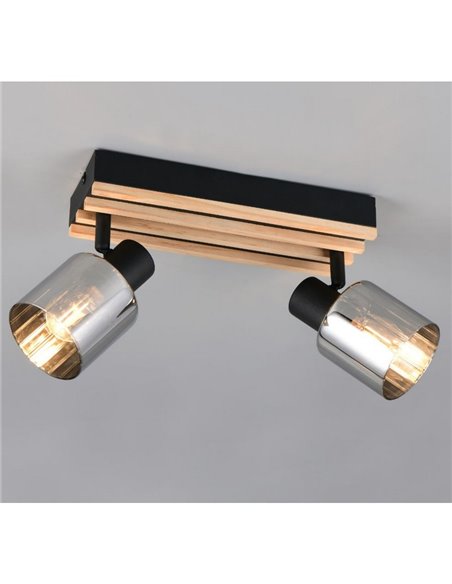 Luminária de teto TRAVIA com 2 spots, cúpulas fumê, não inclui soquete E14, potência máxima de 40W, IP20.