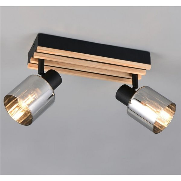 Luminária de teto TRAVIA com 2 spots, cúpulas fumê, não inclui soquete E14, potência máxima de 40W, IP20.