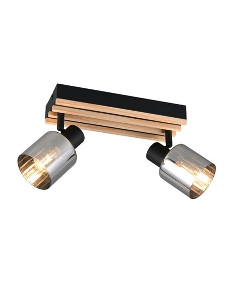 Regleta de techo 2 focos TRAVIA, pantallas ahumadas, excl. E14 max. 40W IP20