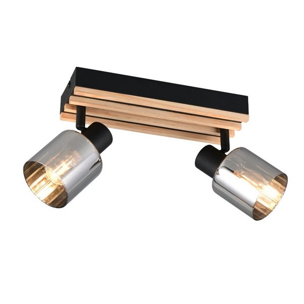 Plafonnier TRAVIA avec 2 spots, abat-jour fumés, sans douille E14, puissance max. 40 W, IP20