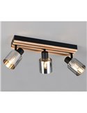 Regleta de techo 3 focos TRAVIA, madera y metal, excl. 3xE14 max. 40W IP20