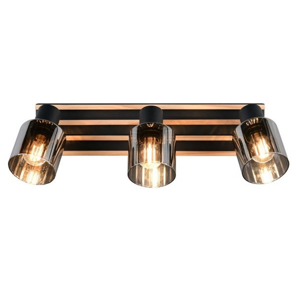Regleta de techo 3 focos TRAVIA, madera y metal, excl. 3xE14 max. 40W IP20