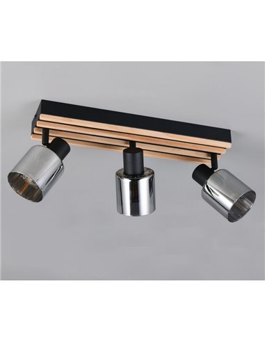 Luminária de teto TRAVIA com 3 lâmpadas, em madeira e metal, não inclui 3 lâmpadas E14, potência máxima de 40W, IP20.