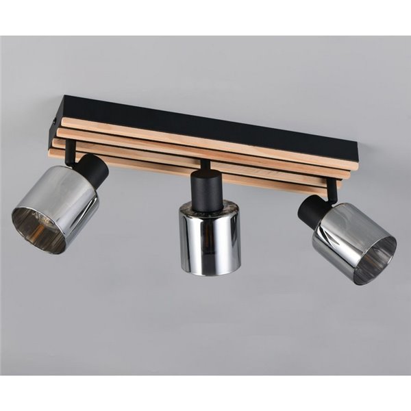 Luminária de teto TRAVIA com 3 lâmpadas, em madeira e metal, não inclui 3 lâmpadas E14, potência máxima de 40W, IP20.
