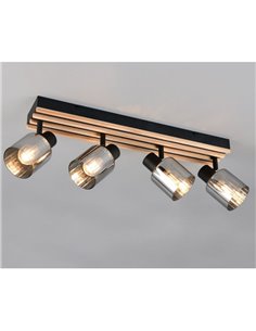 Réglette de plafond TRAVIA à 4 spots, abat-jour fumés, sans 4 ampoules E14, puissance max. 40 W, IP20 2