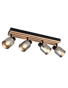 Regleta de techo 4 focos TRAVIA, pantallas ahumadas, excl. 4xE14 max. 40W IP20
