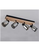 Réglette de plafond TRAVIA à 4 spots, abat-jour fumés, sans 4 ampoules E14, puissance max. 40 W, IP20