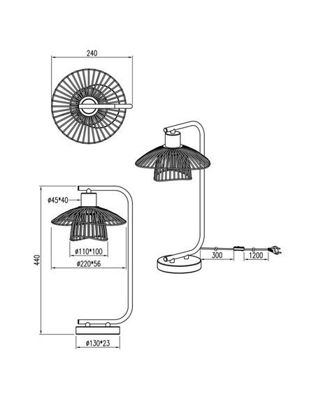 Lampe de table LAURIS, grille métallique, ampoule non incluse (1 x E27, 10 W max., IP20)