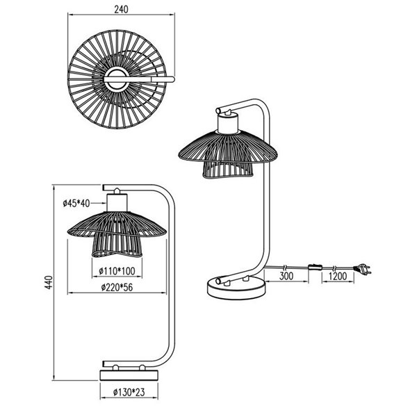 Lampe de table LAURIS, grille métallique, ampoule non incluse (1 x E27, 10 W max., IP20)