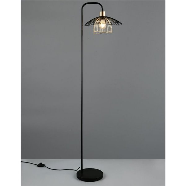 Luminária de chão LAURIS com cúpula em formato de grade, interruptor de pé, não inclui 1 lâmpada E27, máx. 10W, IP20.