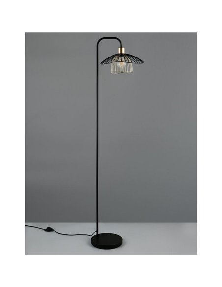 Luminária de chão LAURIS com cúpula em formato de grade, interruptor de pé, não inclui 1 lâmpada E27, máx. 10W, IP20.