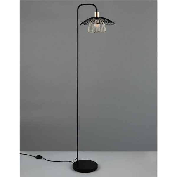 Luminária de chão LAURIS com cúpula em formato de grade, interruptor de pé, não inclui 1 lâmpada E27, máx. 10W, IP20.