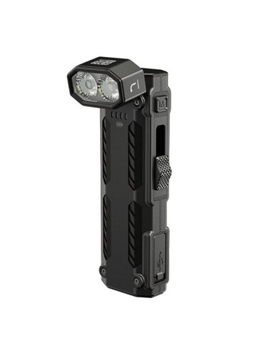 Lanterna LED EDC09 com cabeça giratória, 1600 lúmens, alcance de 153 m, alto IRC e temperatura de cor tripla, USB-C